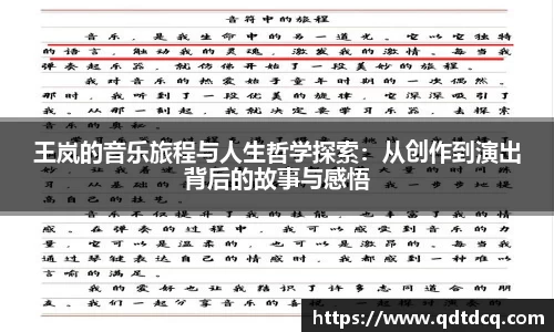 王岚的音乐旅程与人生哲学探索：从创作到演出背后的故事与感悟